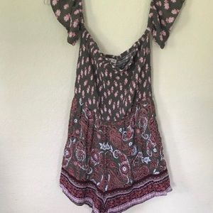 Francescas Olive Green Off Shoulder Romper